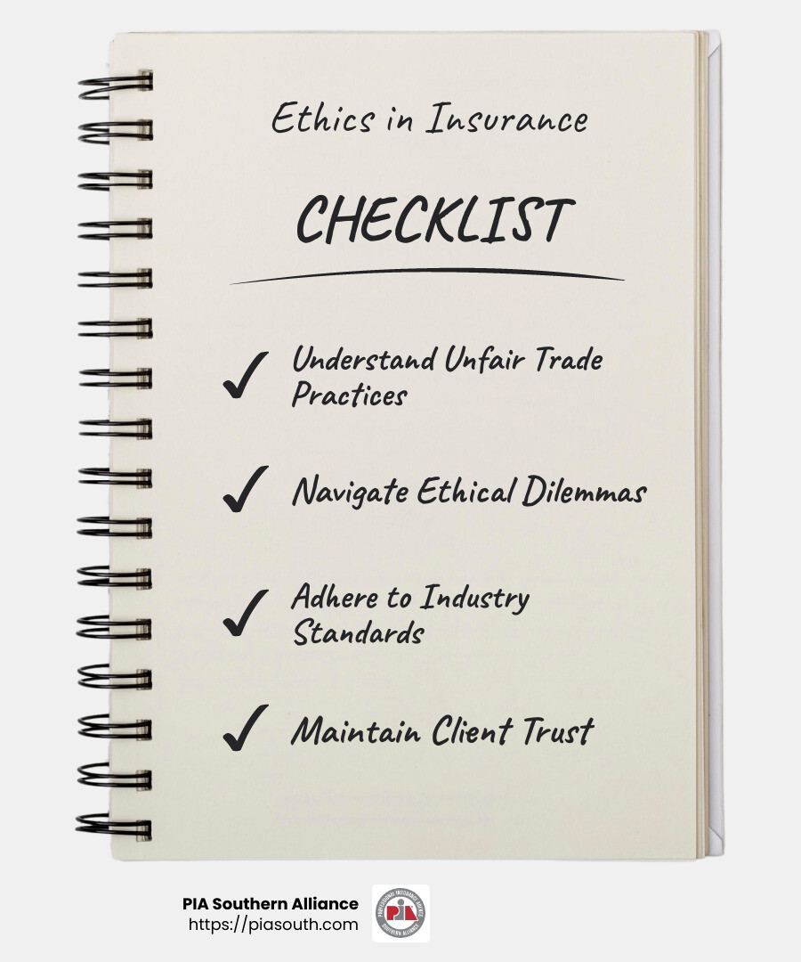 Understanding ethical practices in insurance - insurance ce webinars infographic checklist-notebook