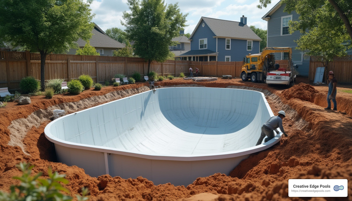 Fiberglass pool installation - underground swimming pool