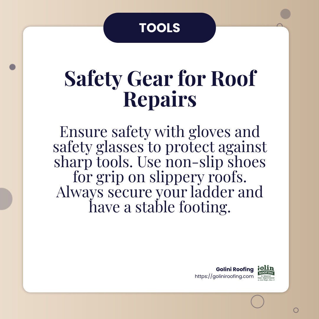 Importance of Safety Gear in Roof Repairs - fix roof shingles infographic simple-info-card