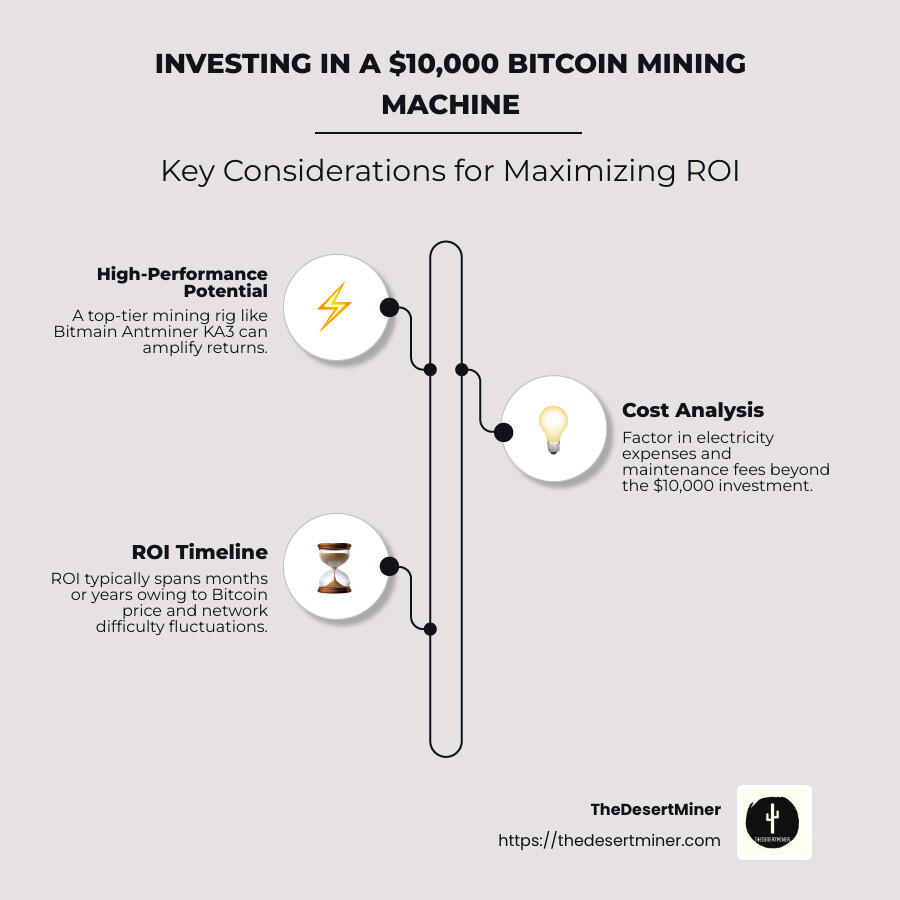 Bitcoin Mining Investment Infographic - $10000 bitcoin mining machine infographic infographic-line-3-steps-neat_beige