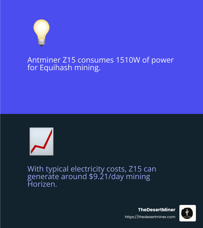 Antminer Z15 Profitability - Antminer Z15 power consumption infographic 2_facts_emoji_blue