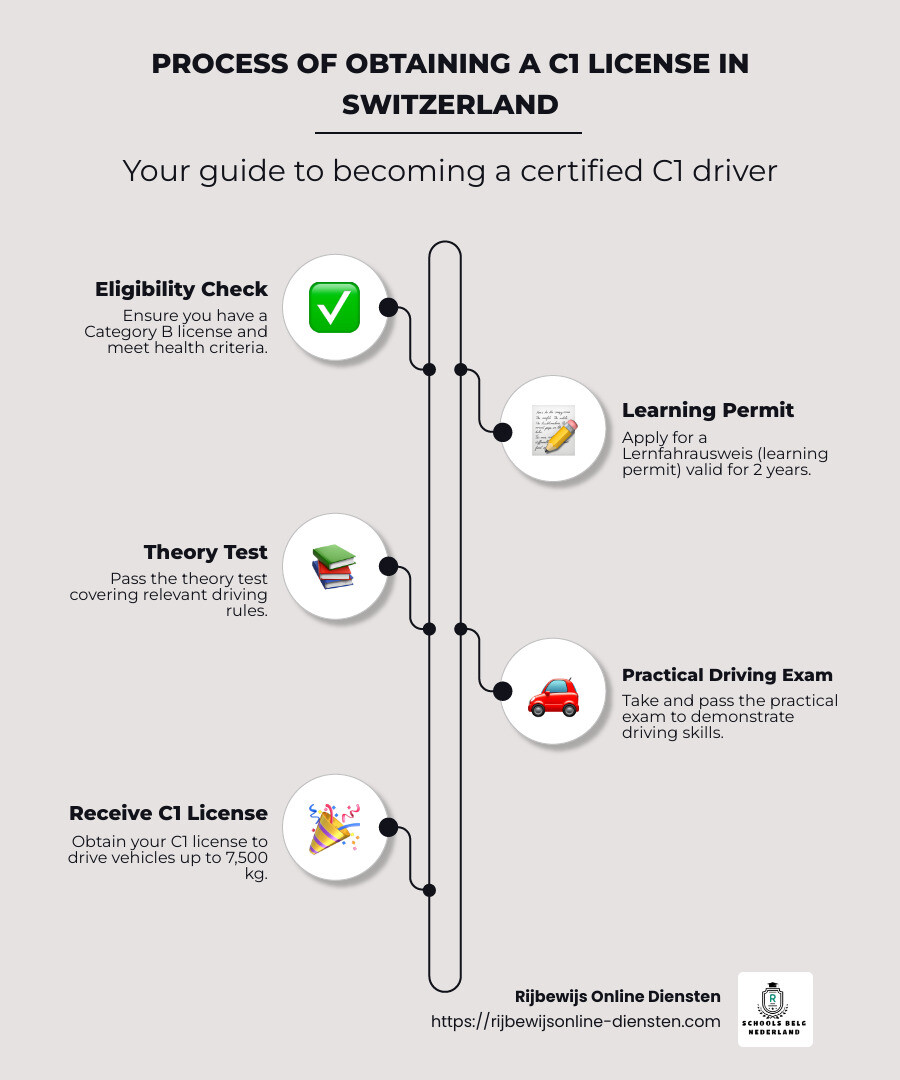 Infographic of C1 Führerschein Process - c1 führerschein schweiz infographic infographic-line-5-steps-neat_beige
