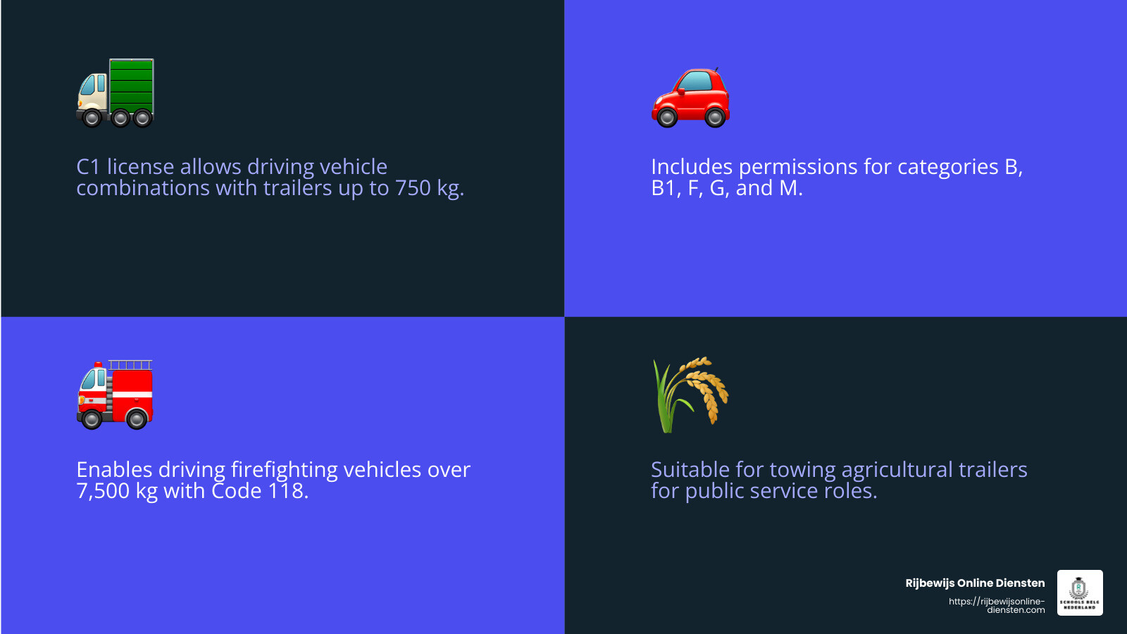 Permissions and Codes for C1 License - c1 führerschein schweiz infographic 4_facts_emoji_blue