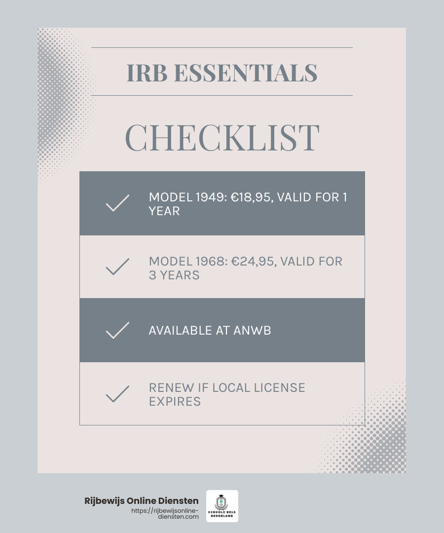 Kosten Internationaal Rijbewijs - internationaal rijbewijs aanvragen infographic checklist-light-blue-grey