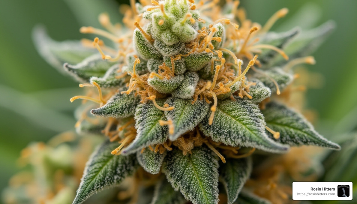 Trichomes indicating maturity - grape grenade strain review