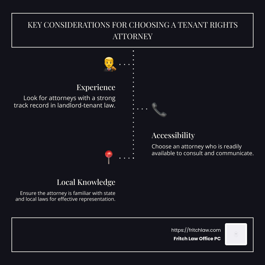 Key considerations when choosing a tenant rights attorney - tenant rights attorney near me infographic infographic-line-3-steps-dark