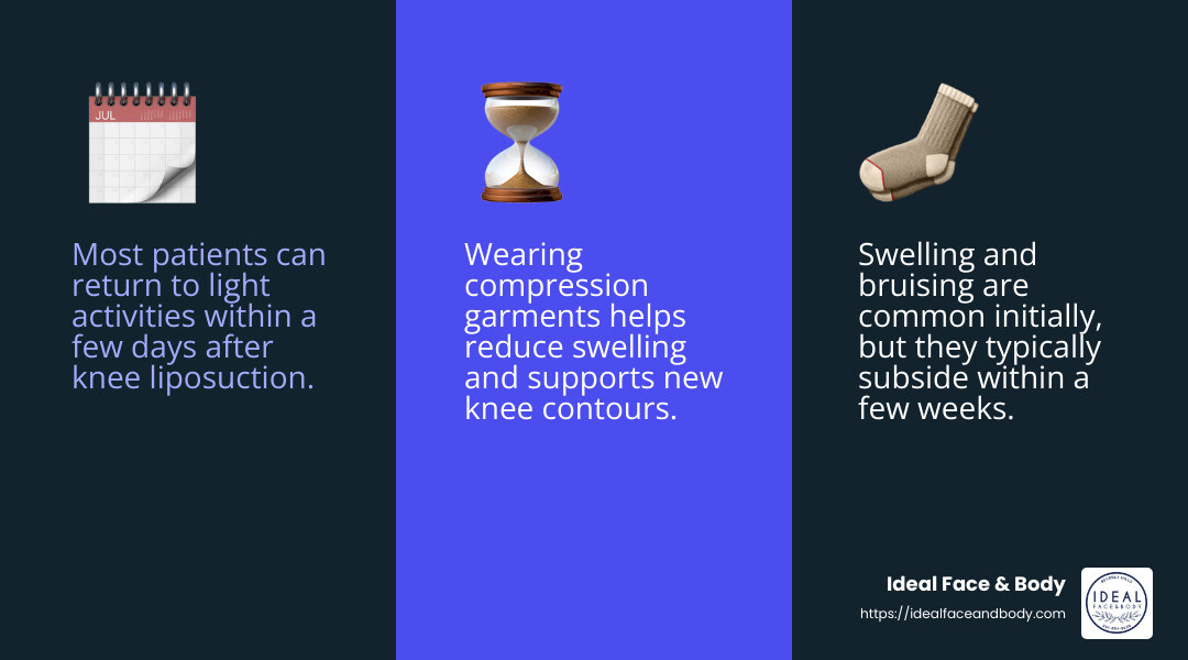 Recovery Timeline Infographic - knee liposuction before and after infographic 3_facts_emoji_blue