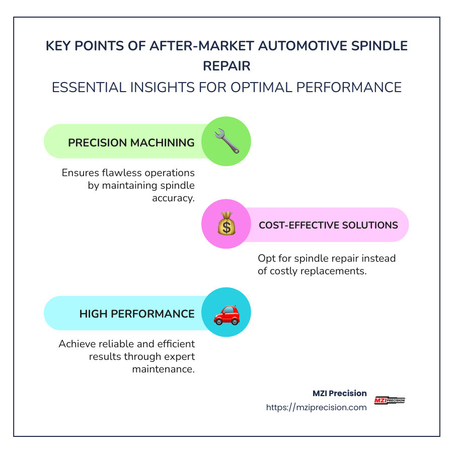 Infographic: Key Points of After-Market Automotive Spindle Repair Efficiency - After-Market Automotive spindle repair infographic infographic-line-3-steps-colors