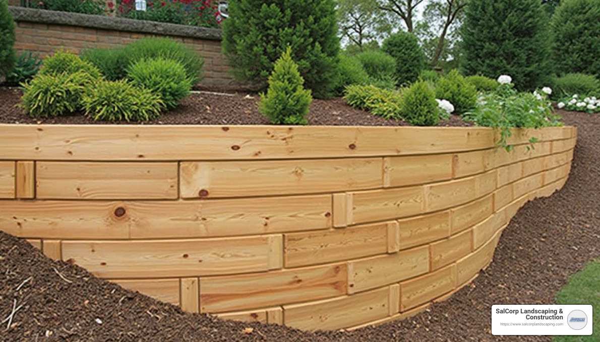 Pressure-treated pine retaining wall - retaining wall landscaping