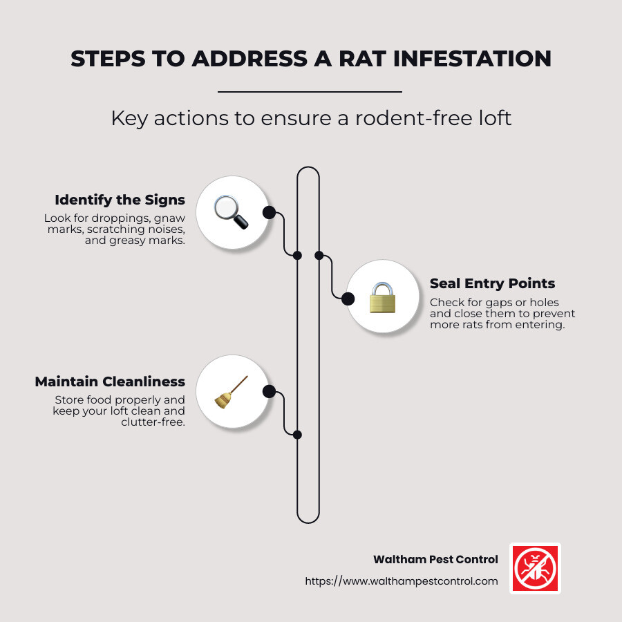 Steps to Address a Rat Infestation - rats in loft infographic infographic-line-3-steps-neat_beige