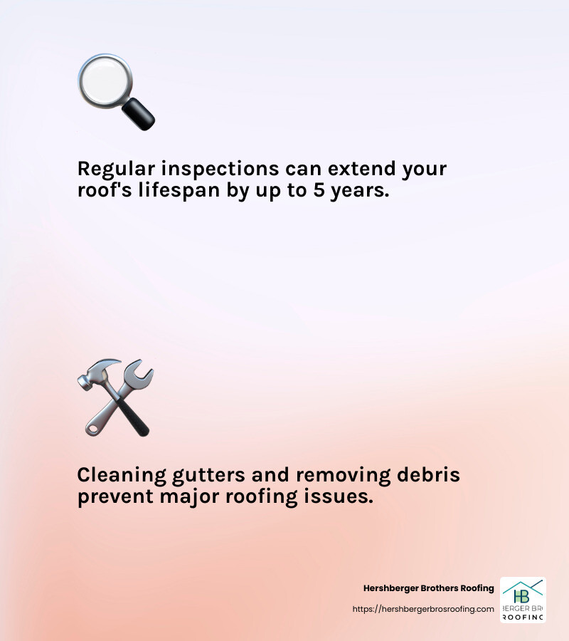 Roof lifespan and maintenance tips - roof repair Ohio infographic 2_facts_emoji_light-gradient