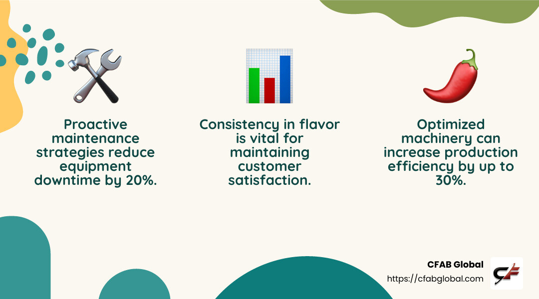 CFAB Global's Machine Reliability Program - hot sauce manufacturing equipment infographic 3_facts_emoji_nature