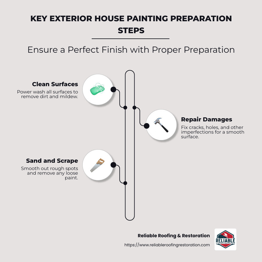 Infographic of painting preparation steps - Exterior house painting tips infographic infographic-line-3-steps-neat_beige