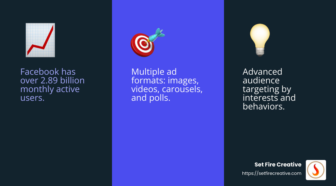 Facebook's audience targeting capabilities make it ideal for reaching specific user groups. - paid social media infographic 3_facts_emoji_blue