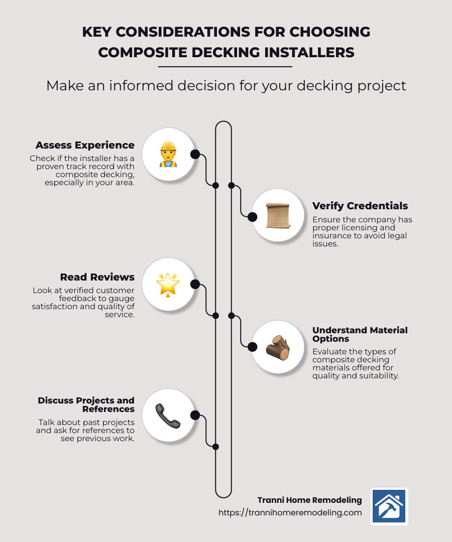 Key Considerations for Choosing Composite Decking Installers - composite decking installers near me infographic infographic-line-5-steps-neat_beige