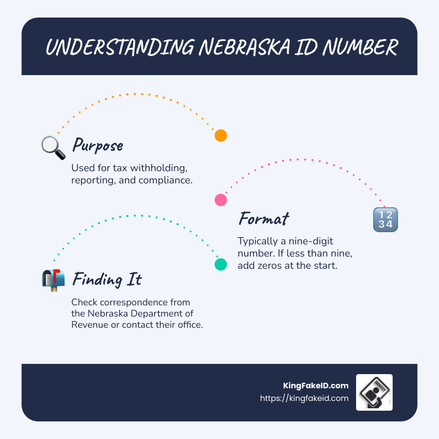 The Easiest Way to Find Your Nebraska ID Number Infographic showing differences and uses of Nebraska ID Number and EIN - what is my nebraska id number infographic infographic-line-3-steps-blues-accent_colors