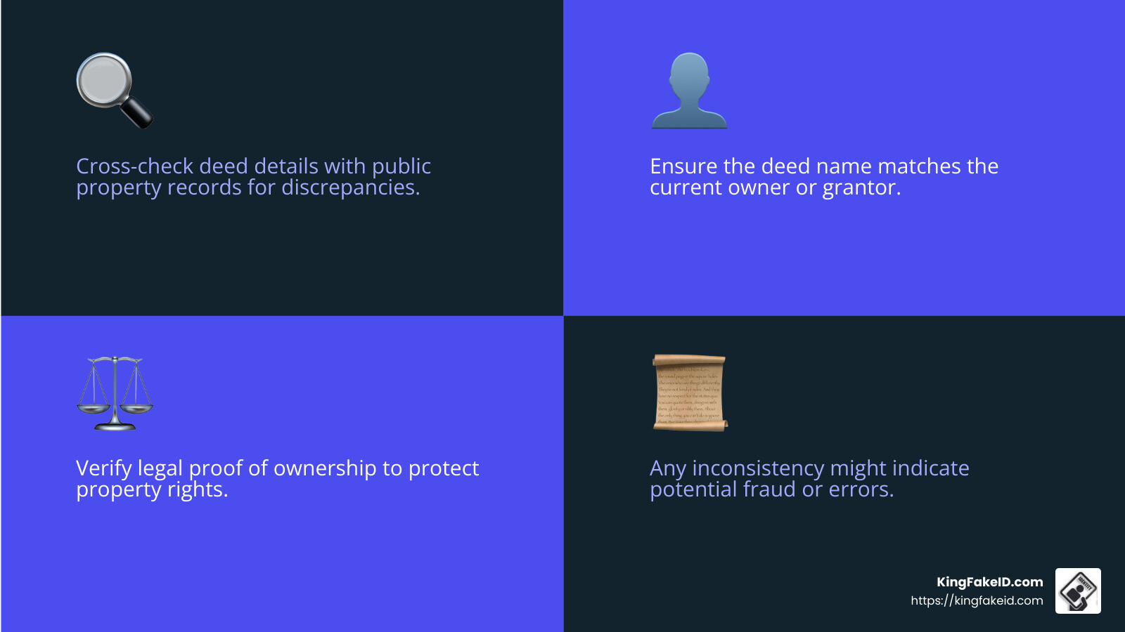 Ownership Verification Process - Buy real estate title deed online infographic 4_facts_emoji_blue