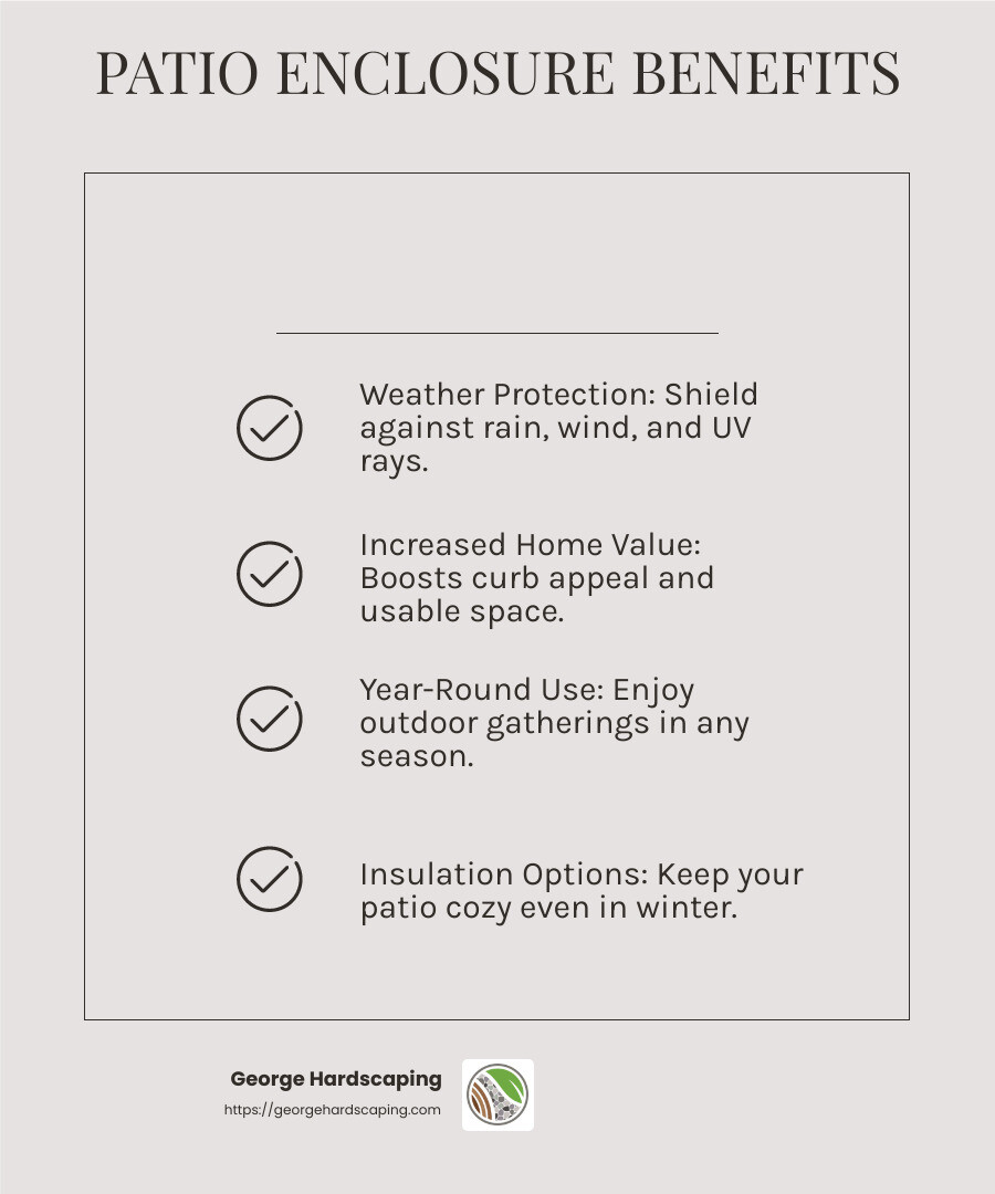 Increased home value with patio enclosures - custom patio enclosures infographic checklist-light-beige