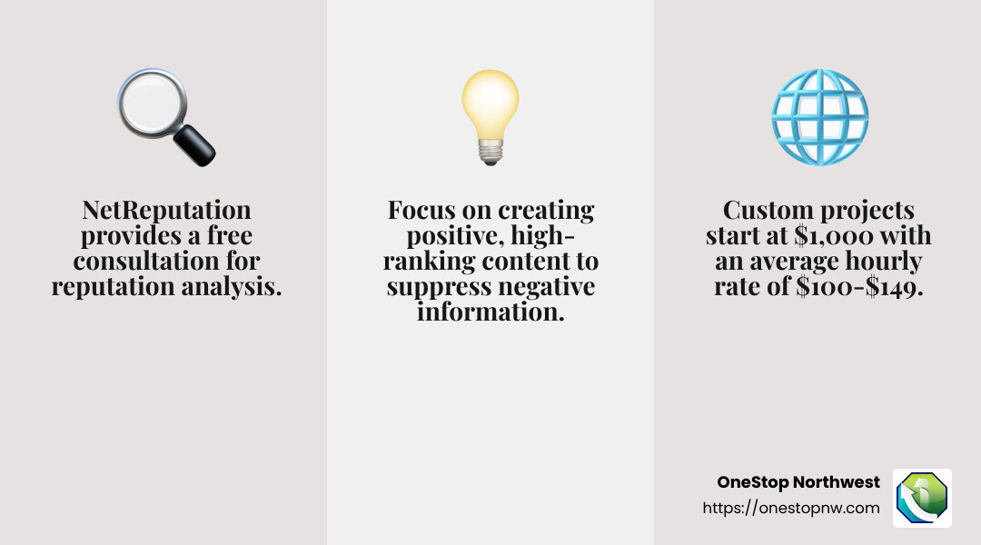 NetReputation pricing source - online reputation management consultants infographic 3_facts_emoji_grey