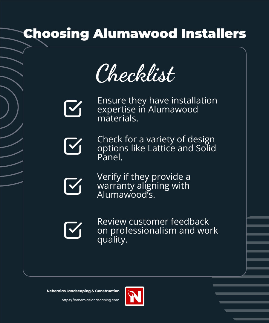 Customer Satisfaction - alumawood patio installers infographic checklist-dark-blue