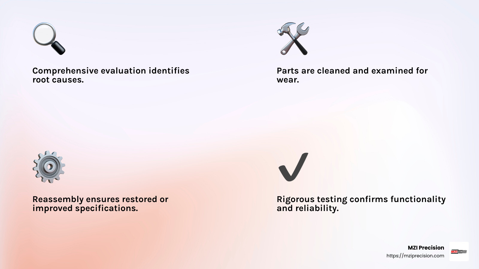 Quote about spindle repair precision and reliability - high-speed spindle repair infographic 4_facts_emoji_light-gradient