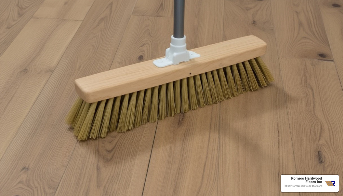 Soft-bristle broom - engineered wood floor cleaning