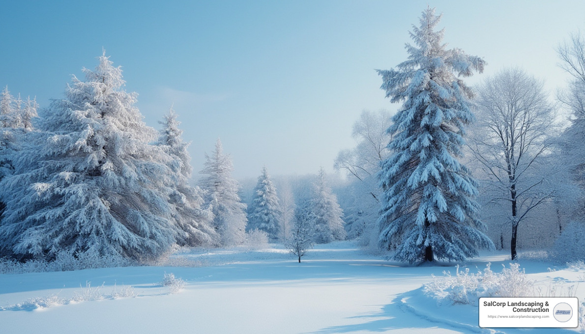 Snowy winter landscape - snow and ice management