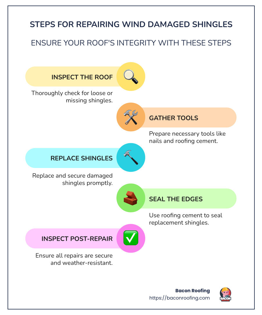key repair steps infographic - repairing wind damaged shingles infographic infographic-line-5-steps-colors