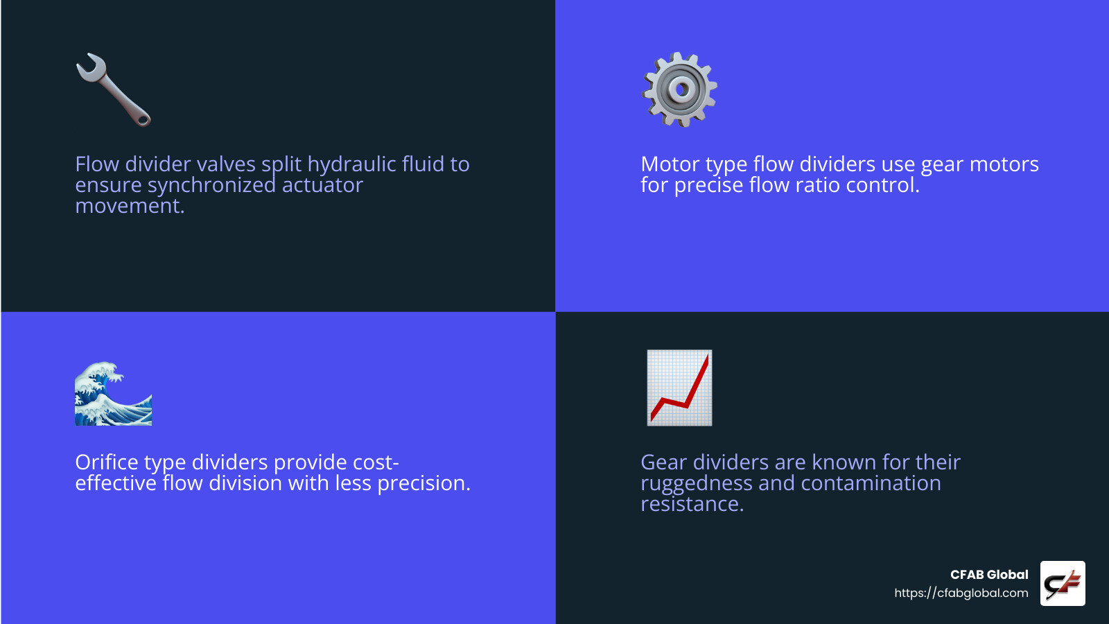 Flow Divider Valve Function - flow divider valve function infographic 4_facts_emoji_blue