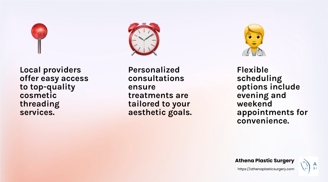 Threading the Local Scene: Your Guide to Nearby Cosmetic Services 6 Personalized care ensures the best outcomes for cosmetic threading. - cosmetic threading near me infographic 3_facts_emoji_light-gradient