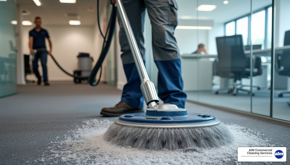 Carpet shampooing service in action - Carpet shampooing services