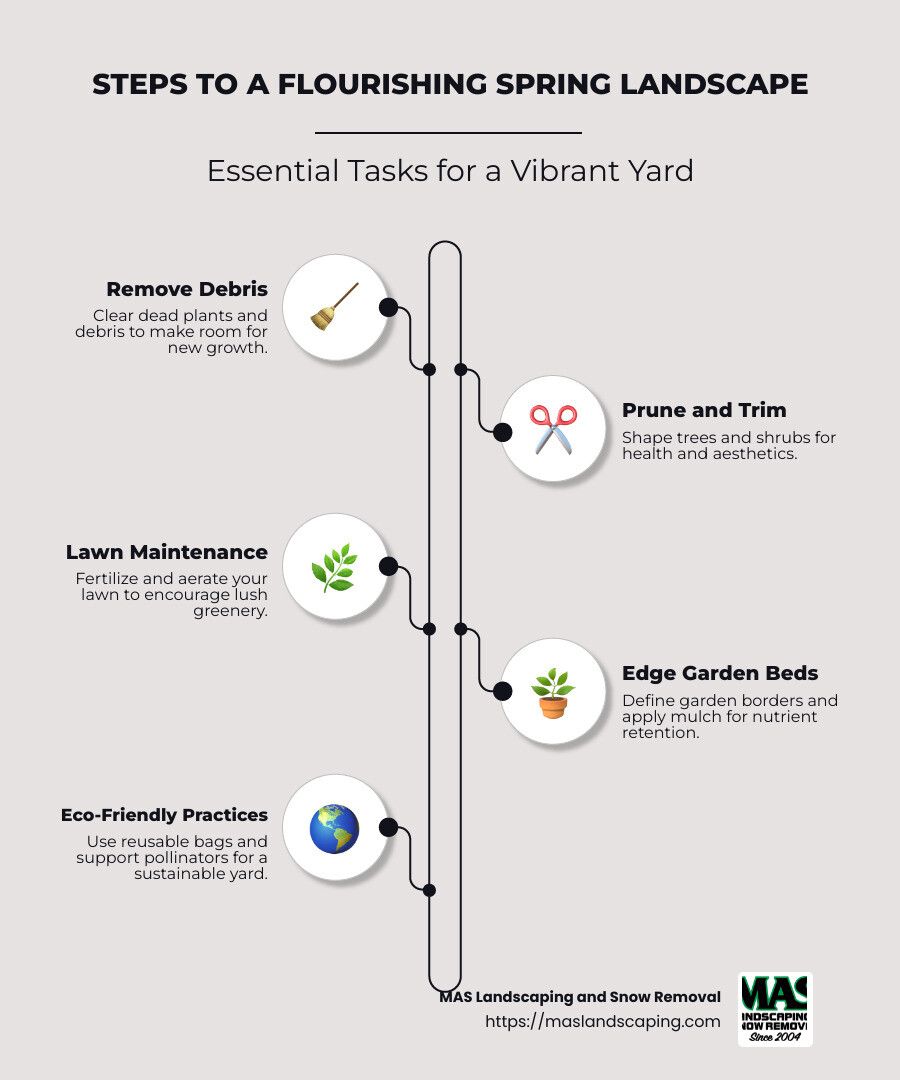 Visual Guide to Landscape Spring Cleaning - landscape spring cleaning infographic infographic-line-5-steps-neat_beige