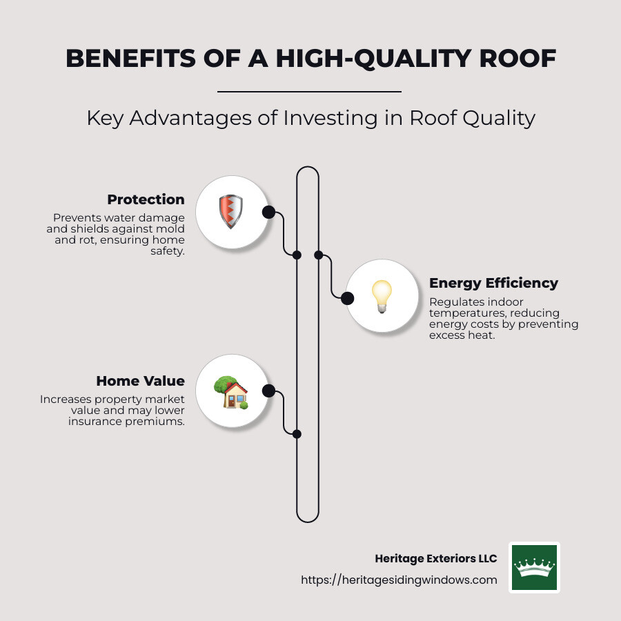 Benefits of a Quality Roof: Protection & Efficiency - roofing companies in acton ma infographic infographic-line-3-steps-neat_beige