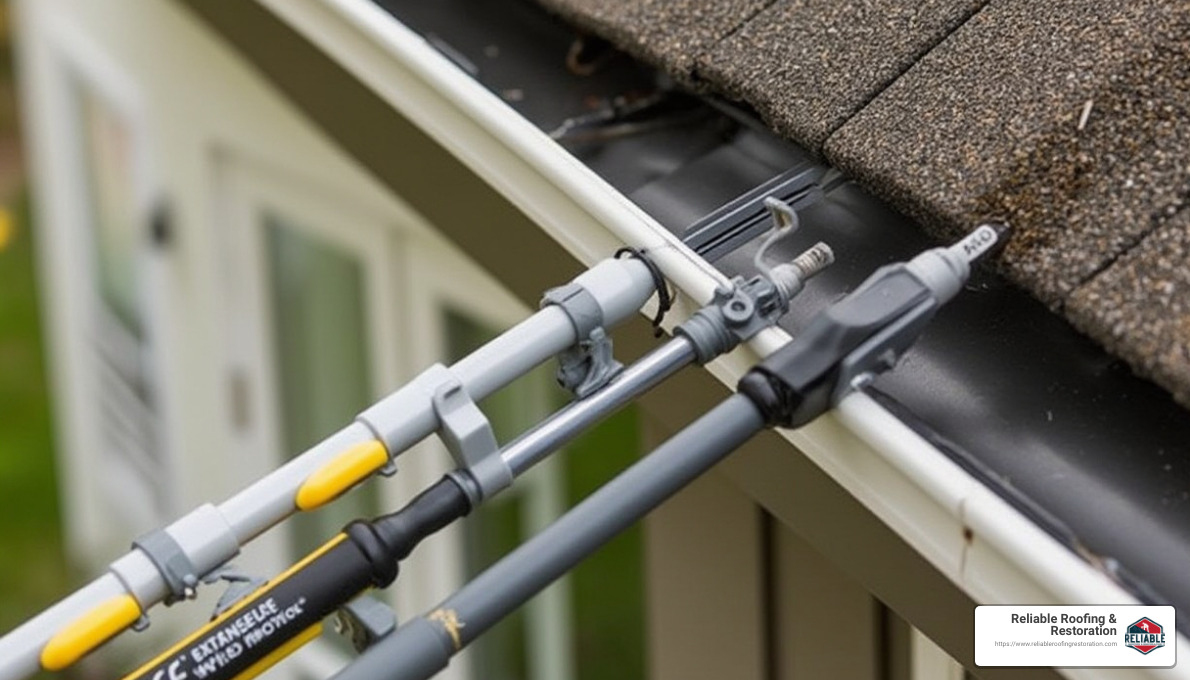 Extendable tools for gutter cleaning - Gutter cleaning service Katy