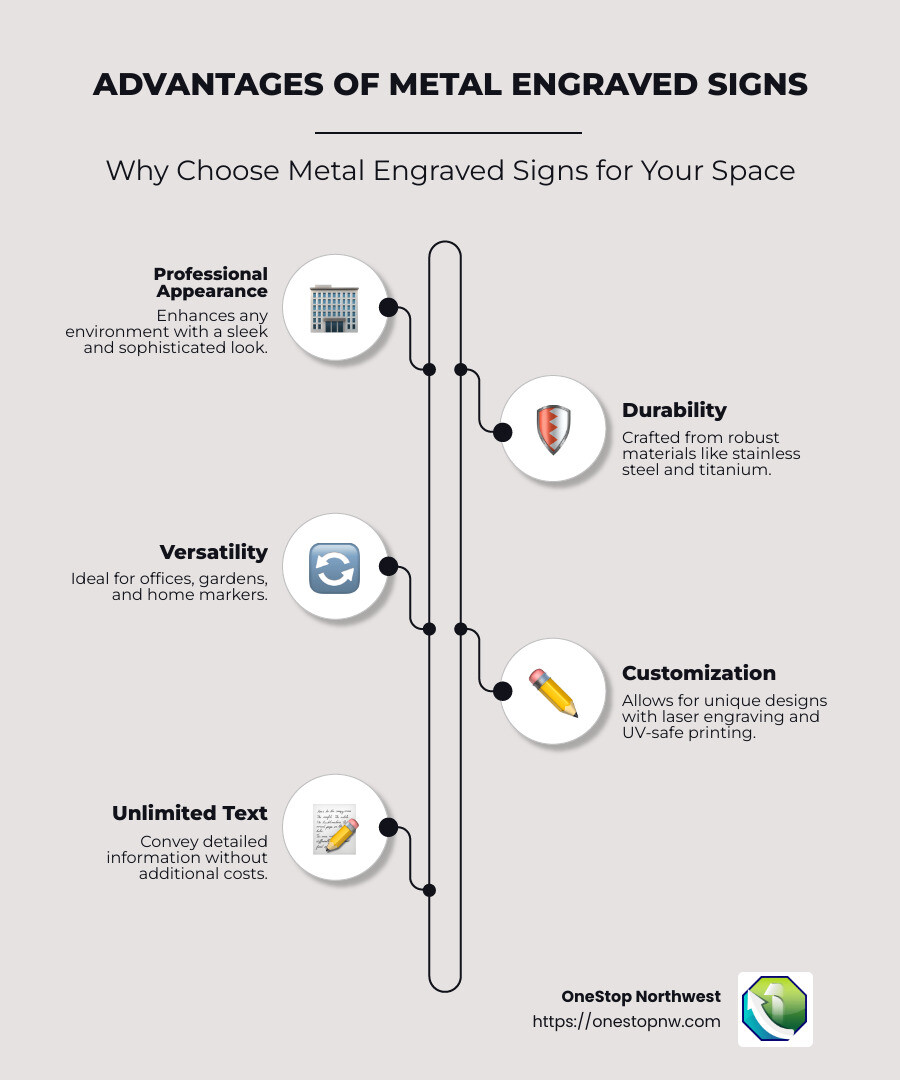 Benefits of Metal Engraved Signs Infographic - metal engraved signs infographic infographic-line-5-steps-neat_beige