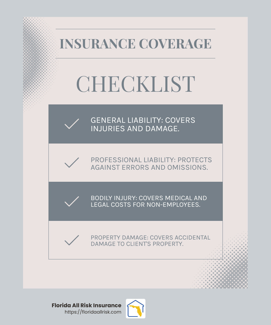 Understanding Contractor Liability Insurance Coverage - contractor liability insurance coverage infographic checklist-light-blue-grey