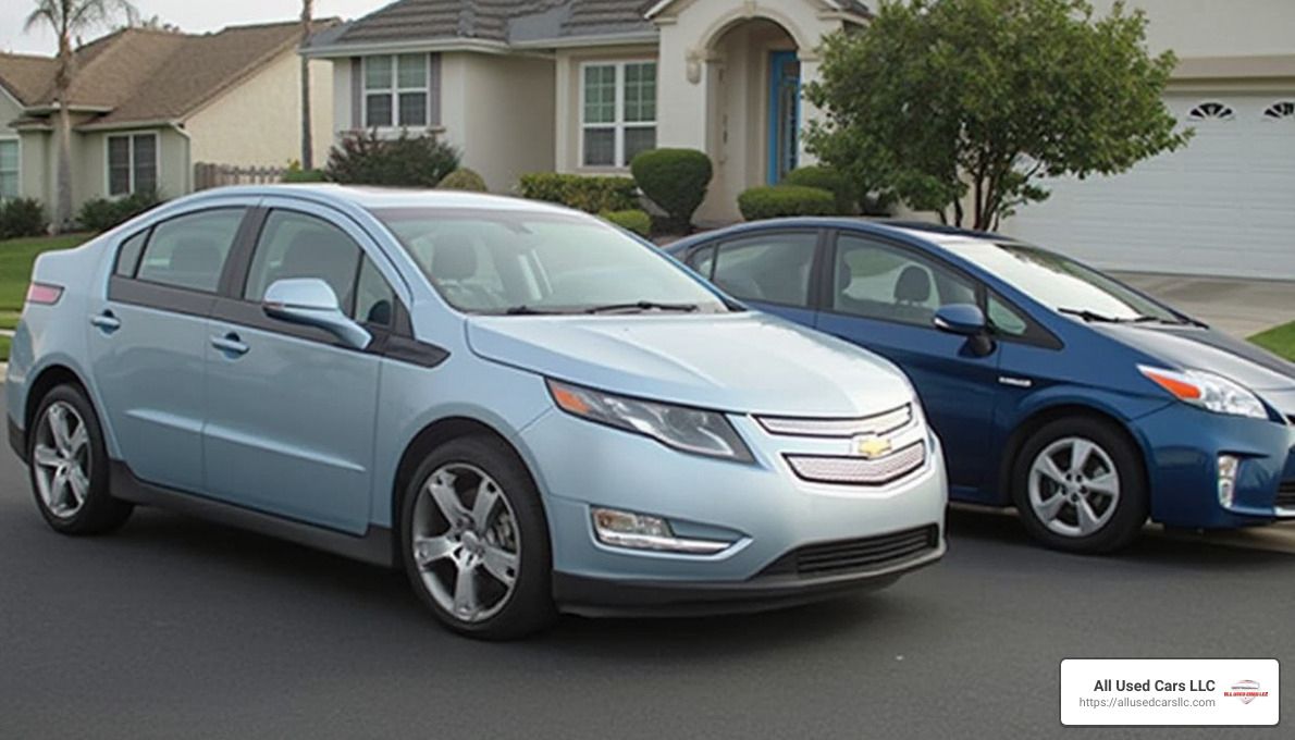 2011 Chevrolet Volt, 2010 Ford Fusion Hybrid, and 2010 Toyota Prius - Top Used Hybrid Vehicles Under $15K - Used hybrid vehicles