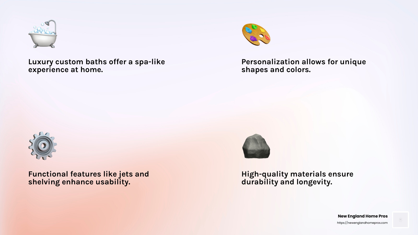 Custom bath durability and luxury - custom bath infographic 4_facts_emoji_light-gradient