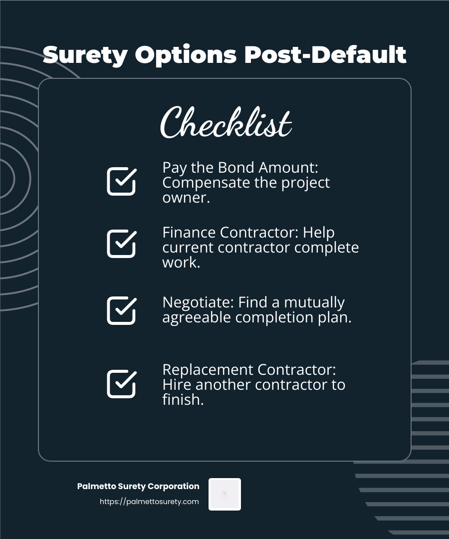 Surety options infographic - performance bond florida statute infographic checklist-dark-blue