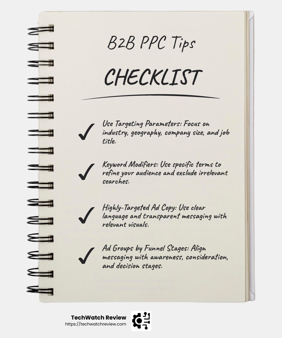 Pre-Qualify Your Leads with Targeting Parameters - b2b ppc tips infographic checklist-notebook