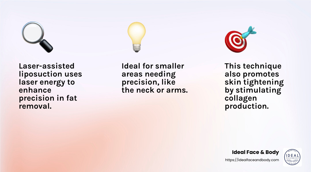 Laser-assisted liposuction offers precision and skin tightening benefits. - best liposculpture infographic 3_facts_emoji_light-gradient