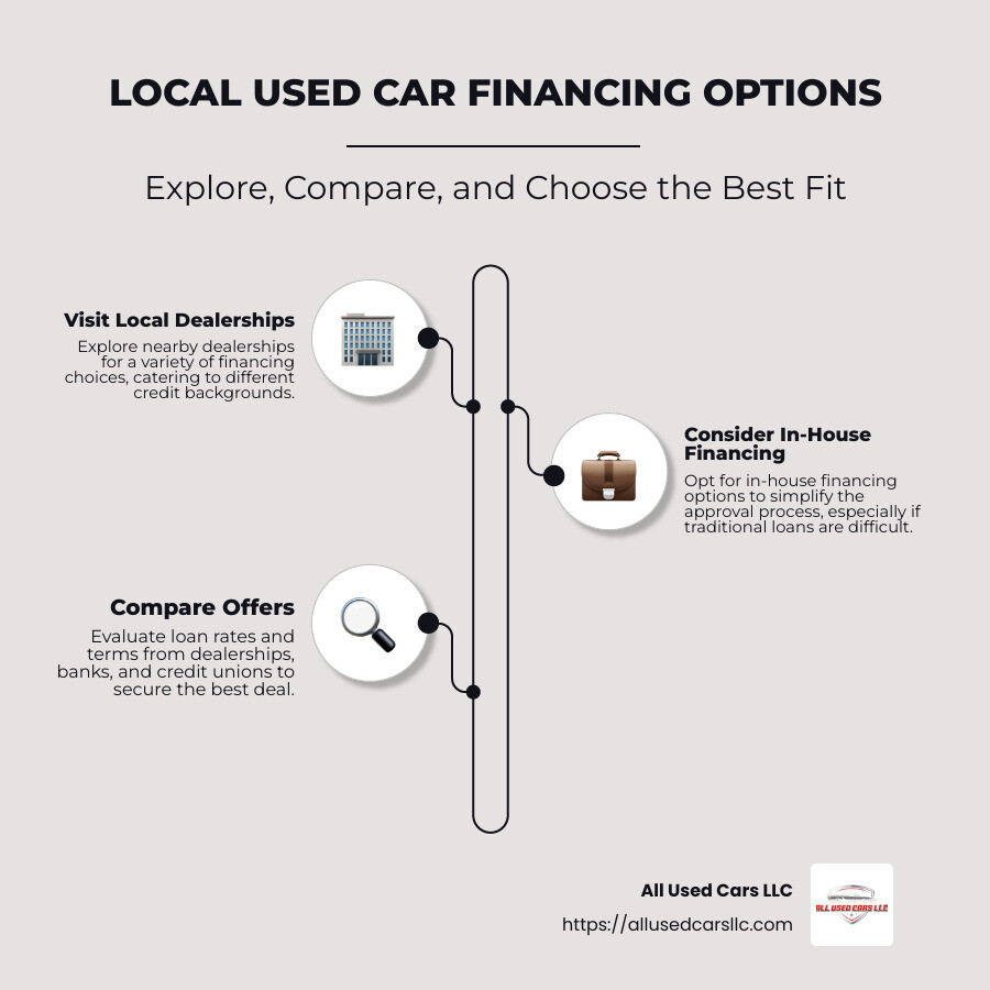 local used car financing options infographic - Used car financing near me infographic infographic-line-3-steps-neat_beige