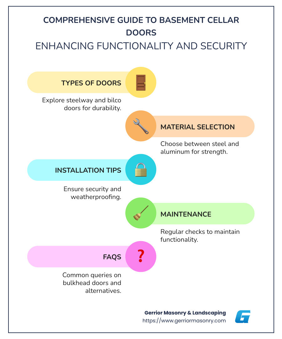 Basement Cellar Doors Overview - basement cellar doors infographic infographic-line-5-steps-colors