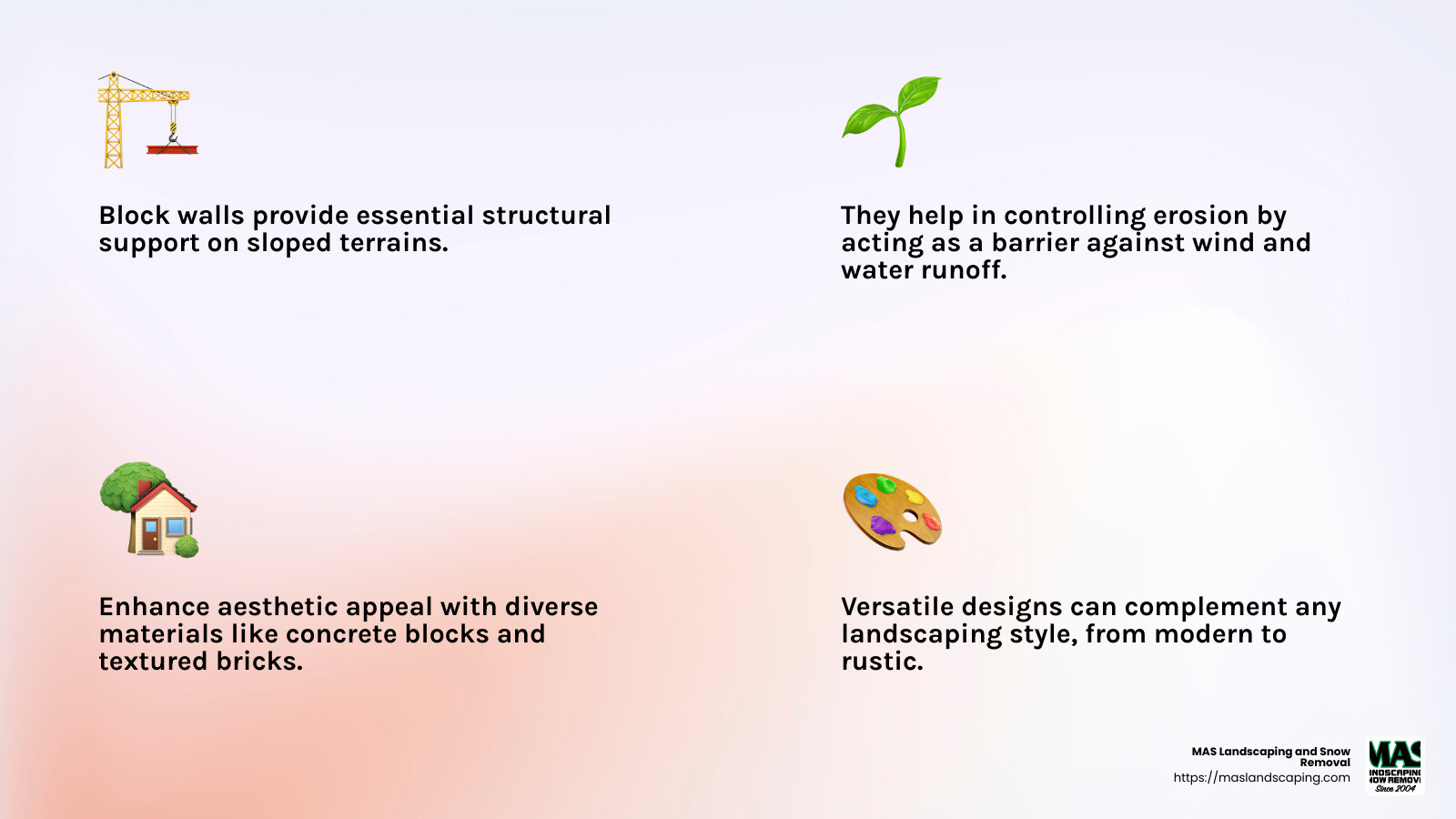 Erosion control benefits of block walls - block walls for landscaping infographic 4_facts_emoji_light-gradient