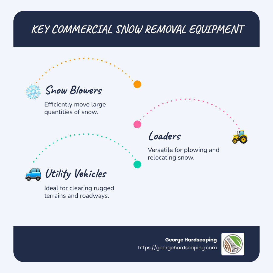 infographic highlighting commercial snow removal equipment features, such as types, capacities, and ideal use scenarios - commercial snow removal equipment infographic infographic-line-3-steps-blues-accent_colors infographic highlighting commercial snow removal equipment features, such as types, capacities, and ideal use scenarios - commercial snow removal equipment infographic infographic-line-3-steps-blues-accent_colors