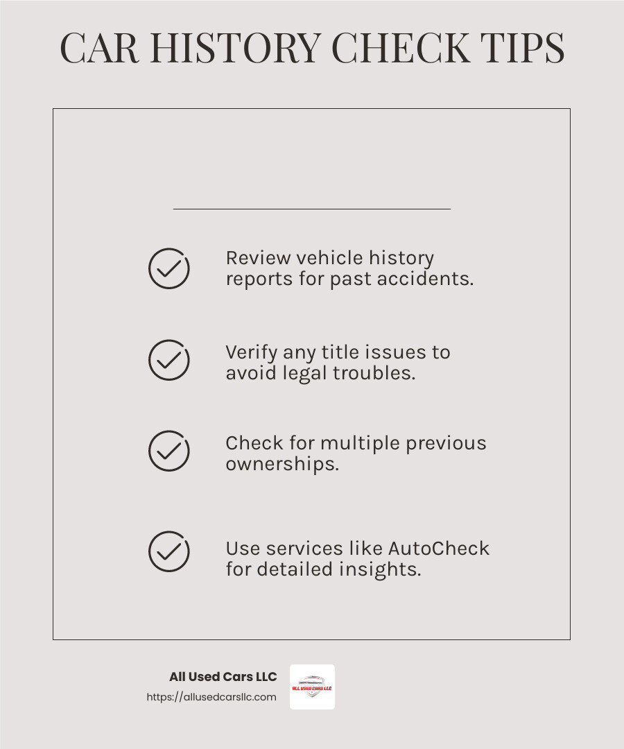 Importance of checking vehicle history - used cars under $5000 in brooklyn ny infographic checklist-light-beige