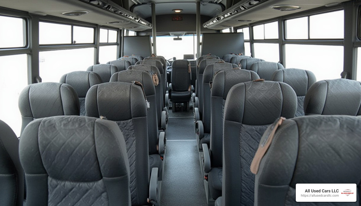 A spacious and comfortable interior of the Toyota Coaster - Toyota Coaster bus sale