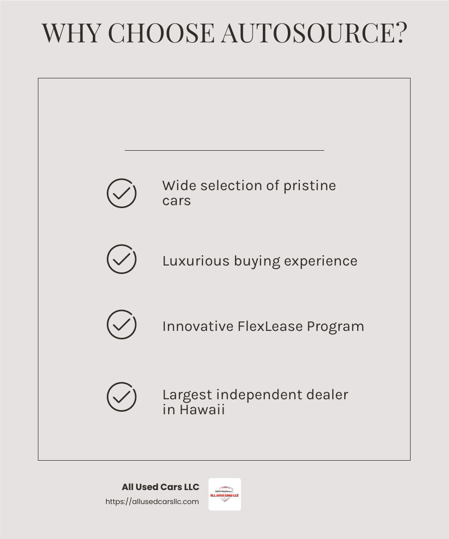 Customer testimonial at Autosource - online used car sales in Hawaii infographic checklist-light-beige