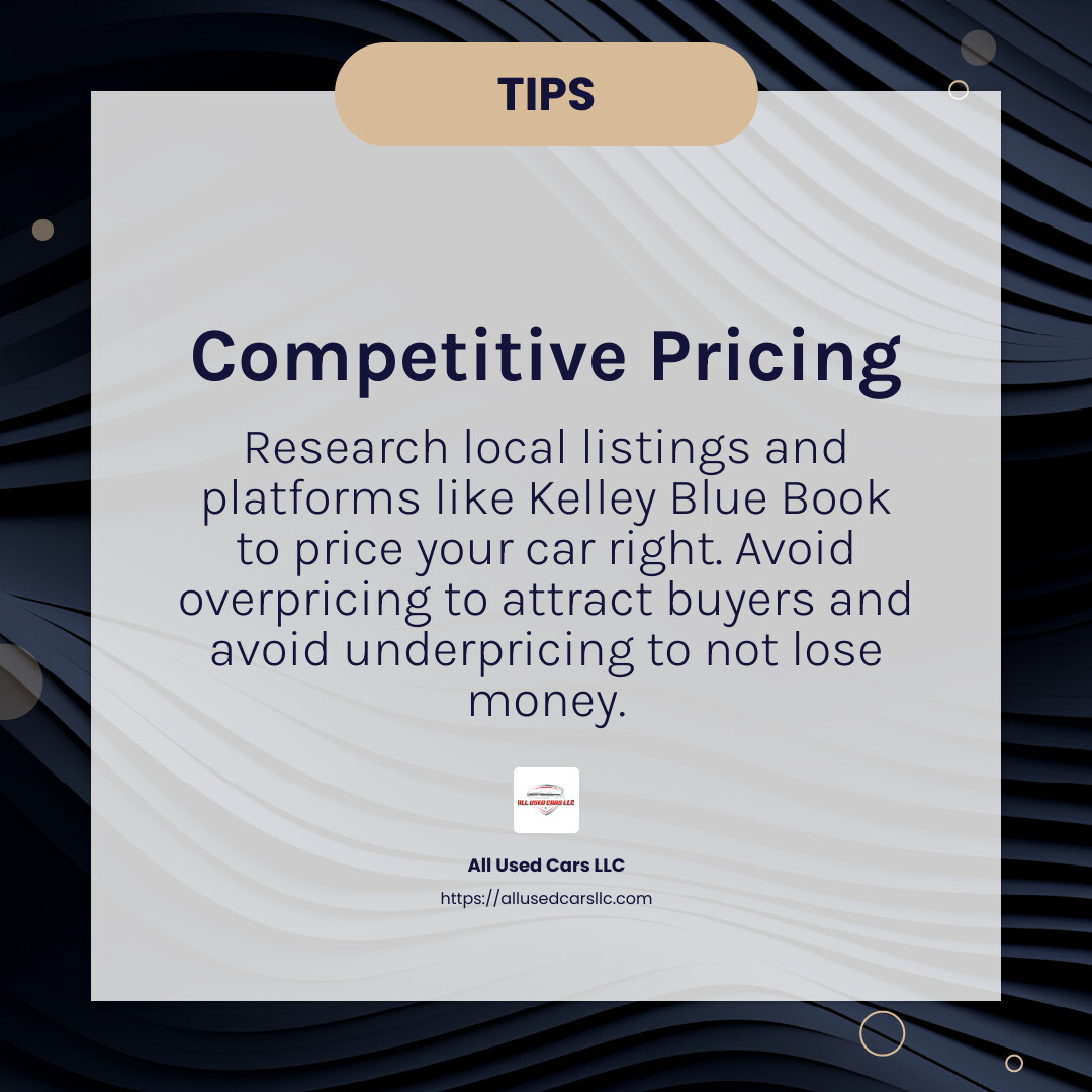 Competitive pricing is key to selling your used car quickly and effectively. - selling a used car in arizona infographic simple-info-card-dark