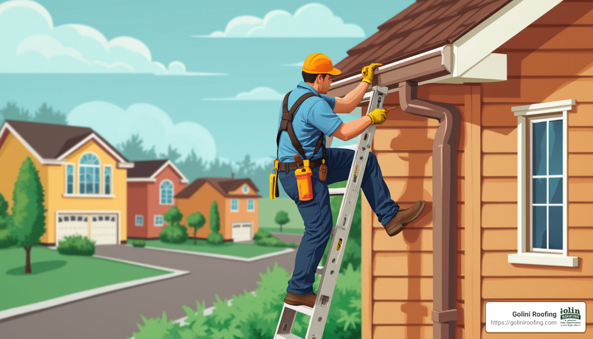 Illustration of Gutter Repair Process - gutter service near me
